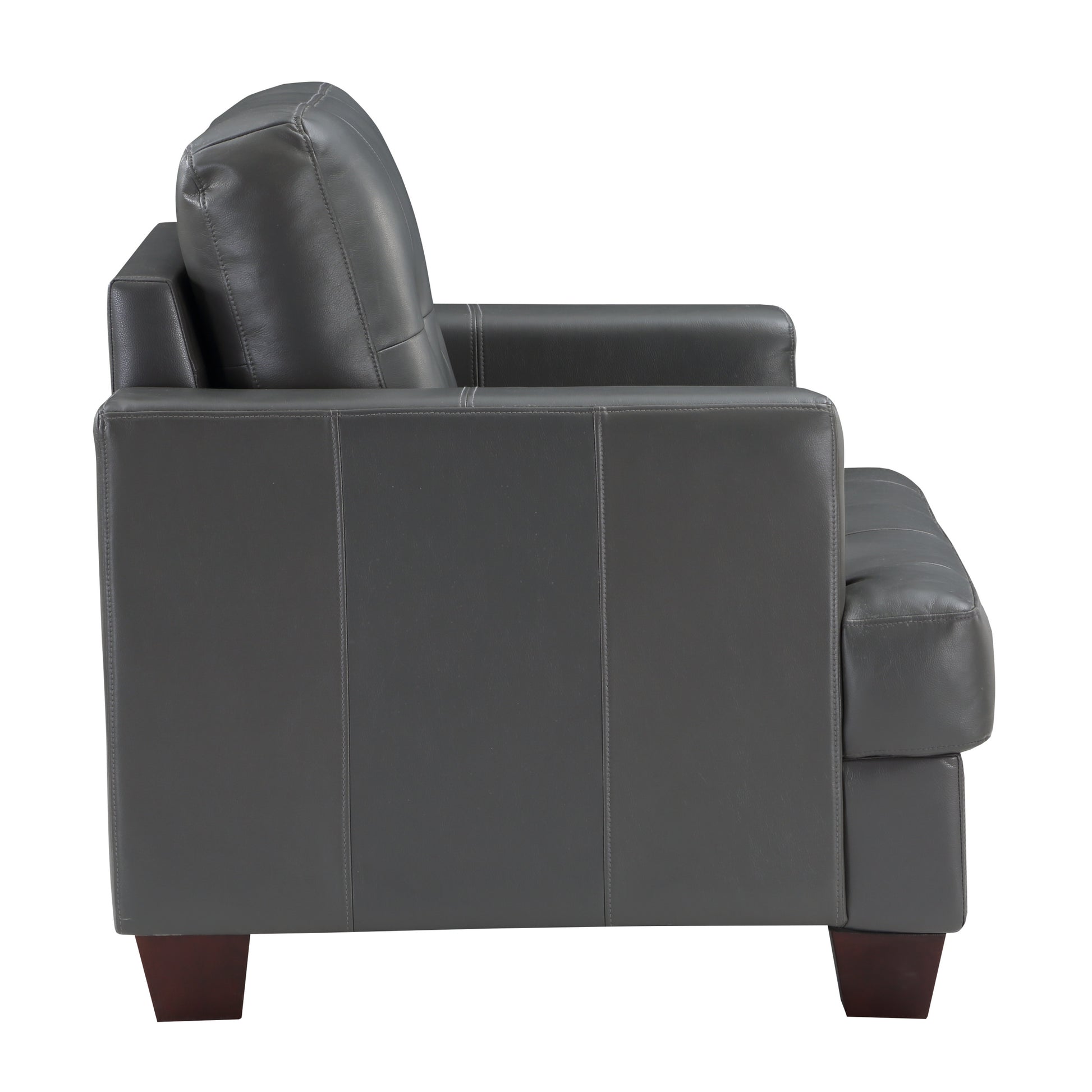 Living Room Gray Modern Comfort Chair 1Pc Premium Faux Leather Upholstery Tufted Detail Solid Wood Frame Furniture Gray Primary Living Space Modern Faux Leather