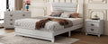 3 Pieces Bedroom Sets Queen Size Upholstered Bed With Led Lights, Nightstands And Dresser With Metal Handles And Sparkling Shiny Decoration, White Expected Arrival Time:8.5 Queen White 3 Piece Set Mdf Metal