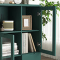 Wooden Floor Cabinet With 2 Glass Doors And 2 Storage Space,Blue Living Room Bathroom Entryway Green Green Mdf