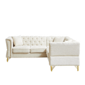 81.5 Inch Chenille Corner Sofal Shaped Sectional Couch, 5 Seater Corner Sofas With 3 Cushions For Living Room, Bedroom, Apartment, Office Beige Foam Chenille 5 Seat