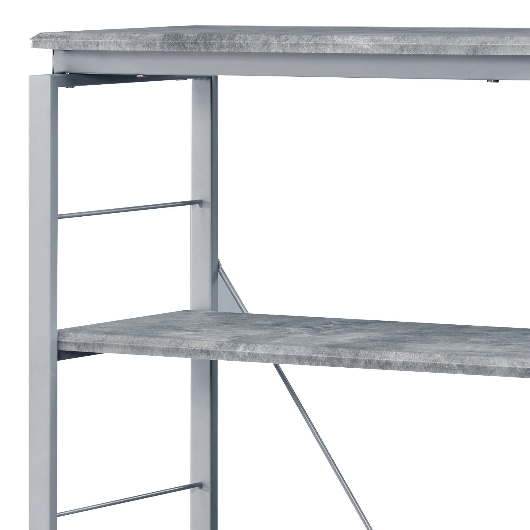 Jurgen Faux Concrete & Silver Finish Bookshelf Gray,Silver Metal,Synthetic Wood