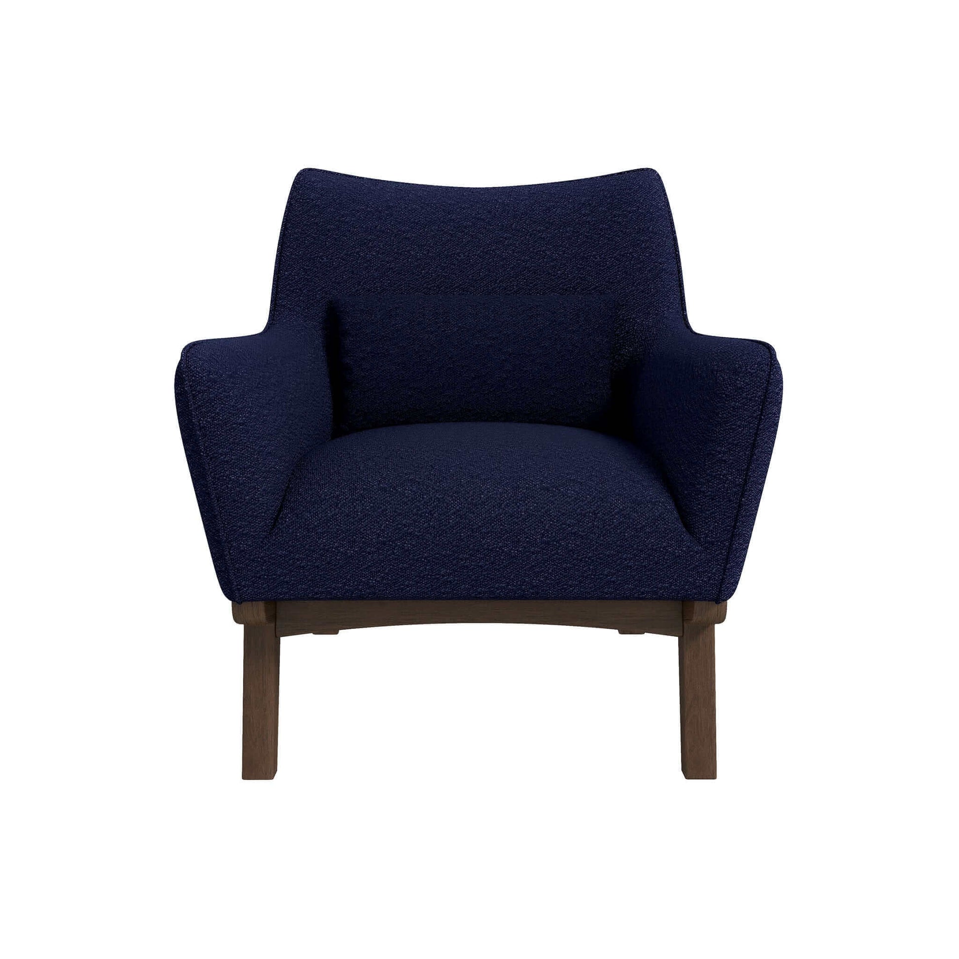 Brayden Mid Century Modern Dark Blue Boucle Armchair Dark Blue Boucle,Solid Wood