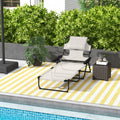 Outsunny Tanning Chaise Lounge Chair, 4 Position Beach Chair With Face & Arm Holes, Pillow Headrest, Adjustable Sunbathing Chair, Cream White Cream White Steel