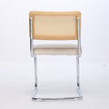 Mid Century Modern Dining Chairs Set Of 2, Velvet Accent Chairs With Natural Cane Back & Stainless Chrome Base, Famous Breuer Designed Chairs, Upholstered Rattan Kitchen Chairs,Beige Beige Dining Room Classic Dining Chairs Rubberwood Set Of 2 Foam Velvet