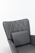 Rocking Chair, Glider Chair,Rocking Accent Chair With Lumbar Pillow And Ottoman For Nursery Living Room Bedroom Grey Pu