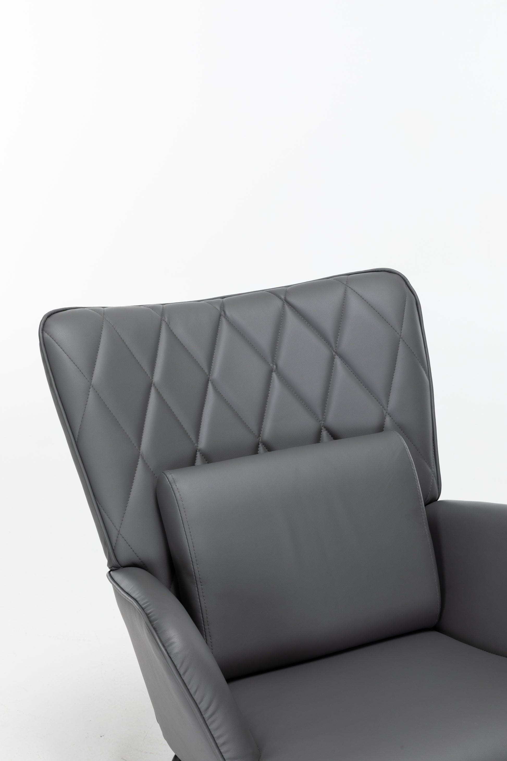Rocking Chair, Glider Chair,Rocking Accent Chair With Lumbar Pillow And Ottoman For Nursery Living Room Bedroom Grey Pu