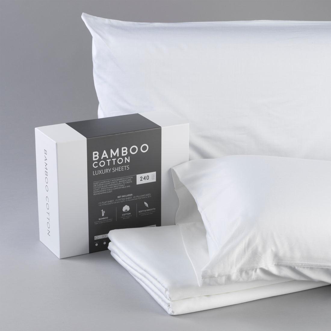 Bamboo Cotton Sheets Soft And Smooth With Viscose From Bamboo White King Split Head White Cotton