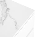 Modern App Controlled Led Tv Stand For Tvs Up To 105'', Faux Marble Tabletop Media Console With Tempered Glass Doors, Entertainment Center With 2 Drawers & Cabinets For Living Room, White White 90 Inches Or Larger Particle Board Mdf