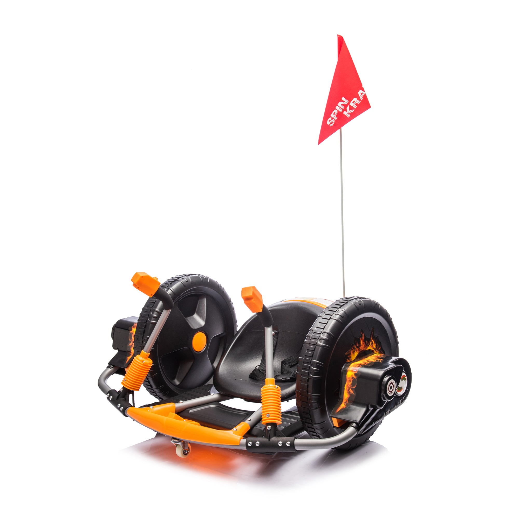 12V Kids Ride On Electric Toy,2Wd,16'' Exaggerated Wheel,Dual Handle Control For 360 Degree Flexible Steering And Rotation,Solid Metal Frame,Provide A Speed Of 4.66 Mph For Kids Aged 6 . Orange 50 99 Lbs Polypropylene