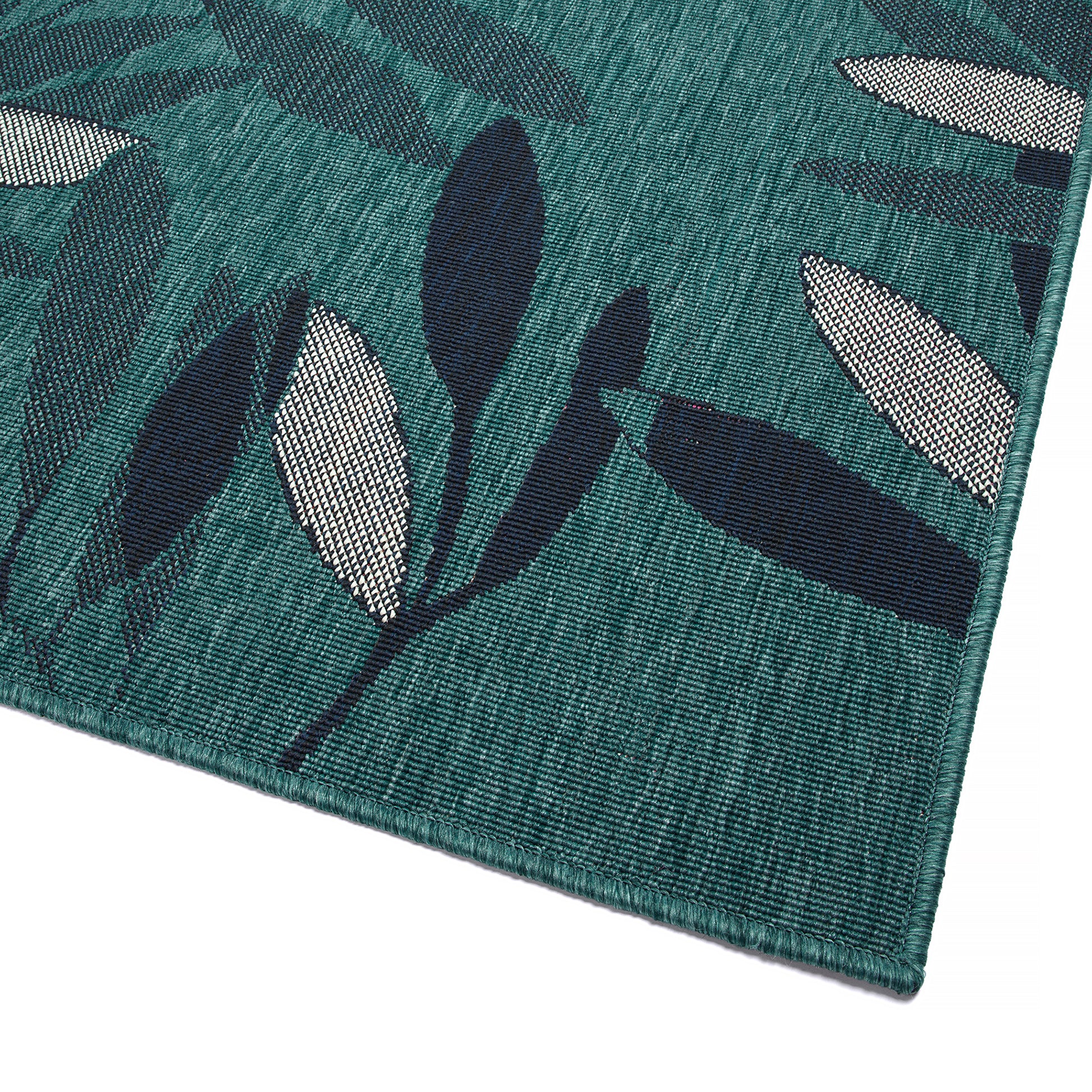 Modern,Textured Cut Pile 1'11" X 3'7" Rectangle Throw Rug Teal Polypropylene