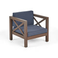 Brava Club Chair Grey Wood Waterproof Fabric