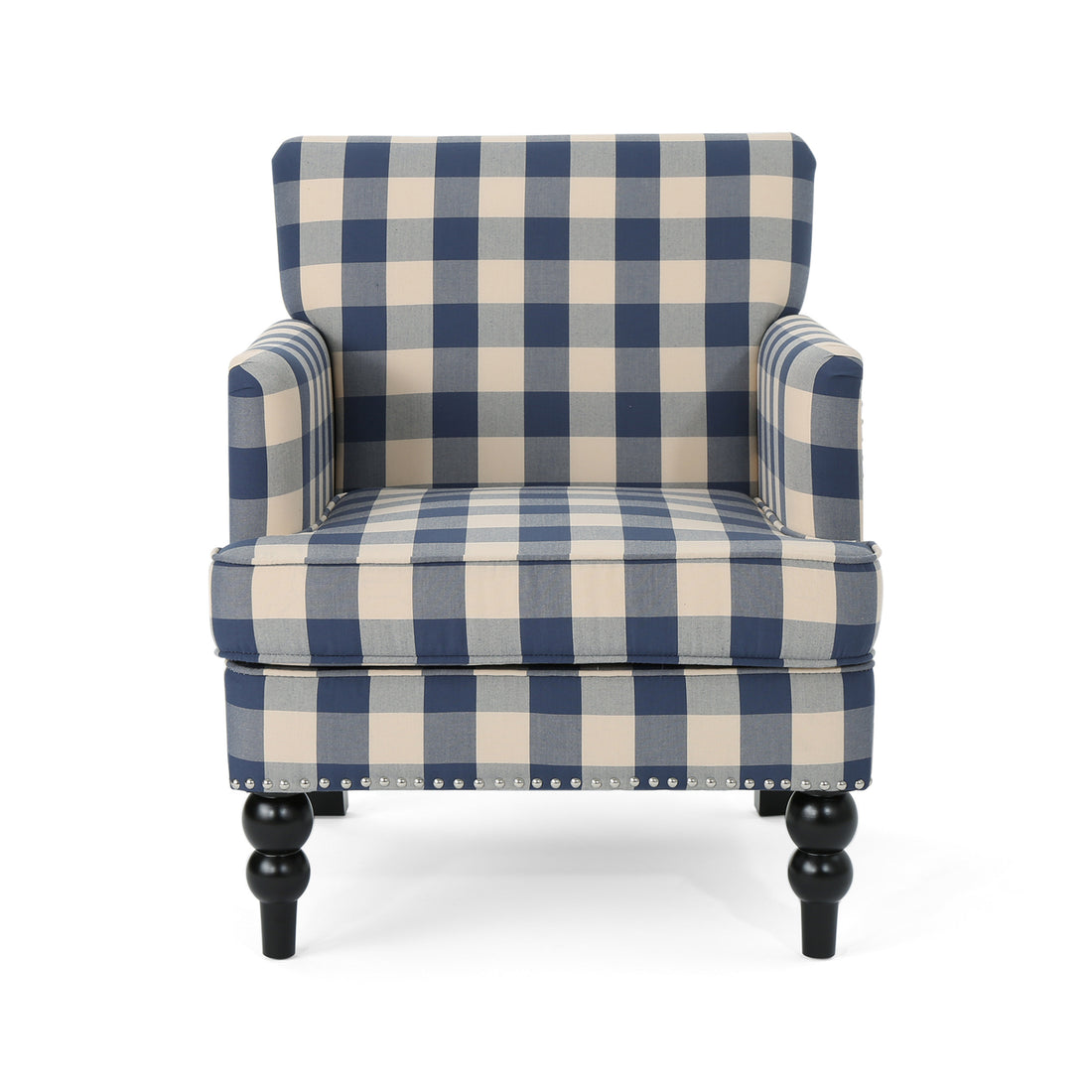 Harrison Tufted Club Chair Blue Fabric