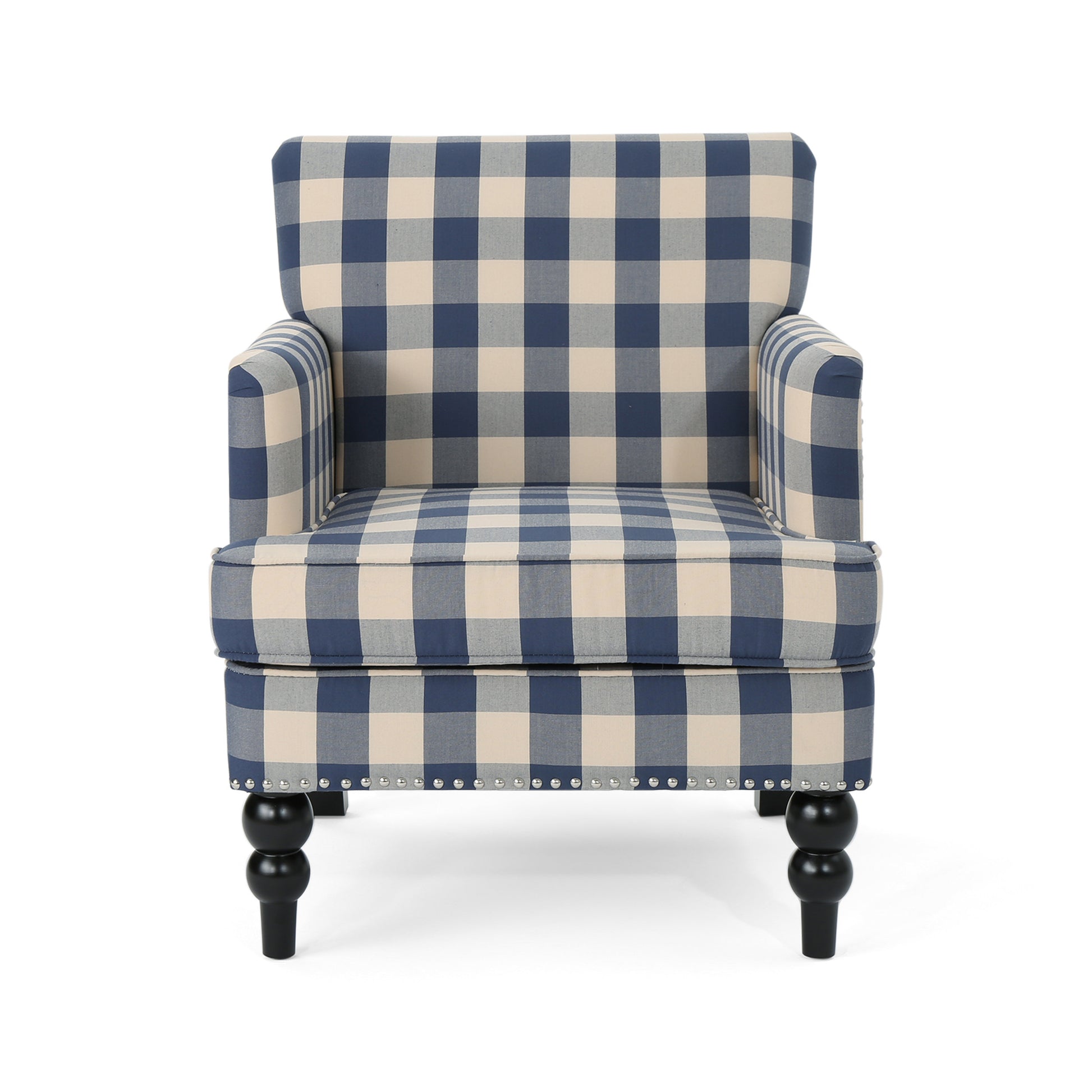 Harrison Tufted Club Chair Blue Fabric