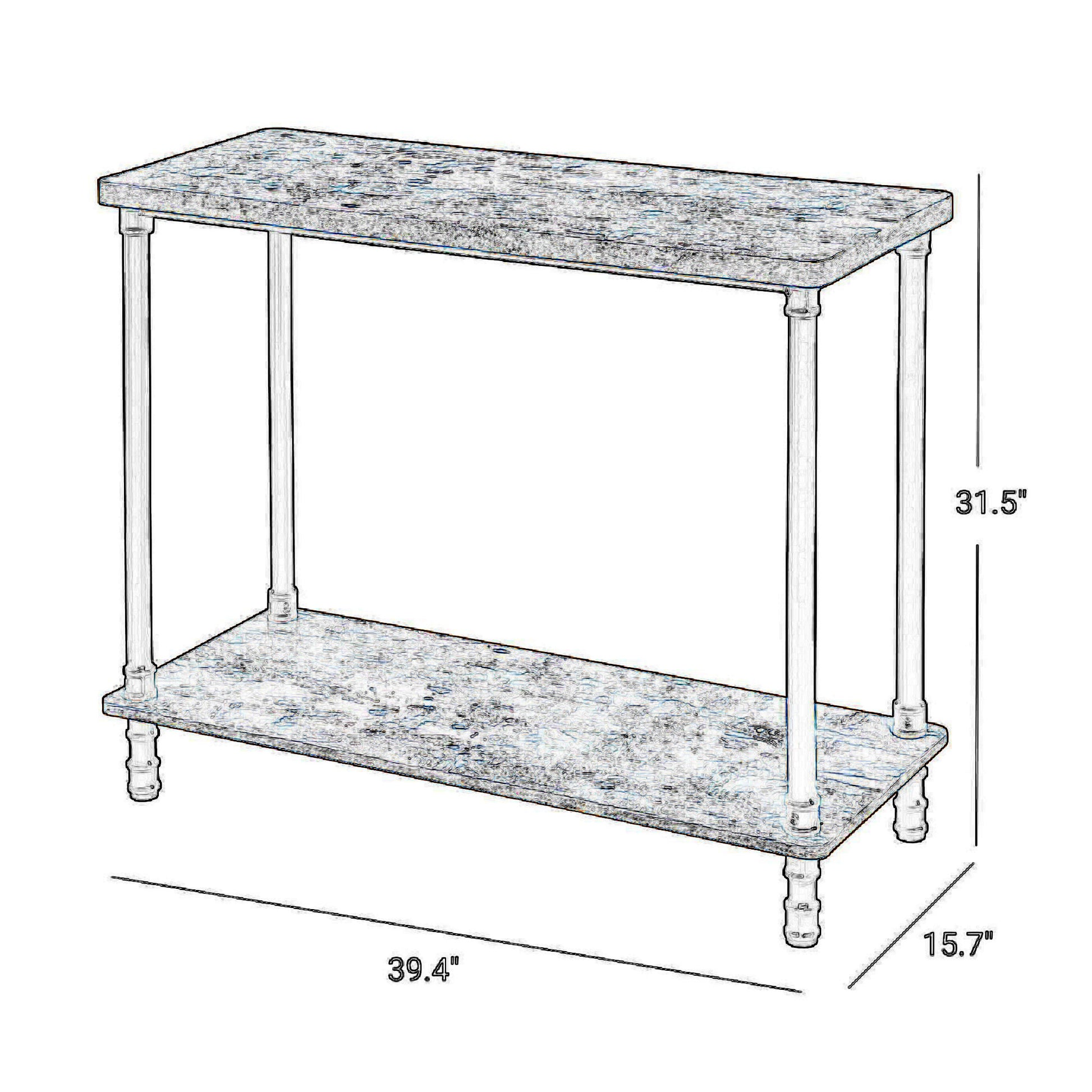 Wood And Metal Frame Console Table With Open Bottom Shelf, Rustic Brown Brown Particle Board