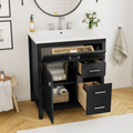 30 Inch Black Bathroom Vanity With Ceramic Sink And Large Storage Ideal Choice For Small Bathrooms Black Bathroom Solid Wood Mdf