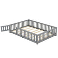 Full Size Bed Floor Bed With Safety Guardrails And Door For Kids, Gray Old Sku: W158090691 Full Gray Pine