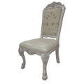 Ivory And Bone White Tufted Side Chair Set Of 2 Solid Ivory White Dining Room Side Chair Solid Back Set Of 2 Wood Fabric