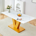 Marble Style White Dining Table For 4 8 People With 0.4 