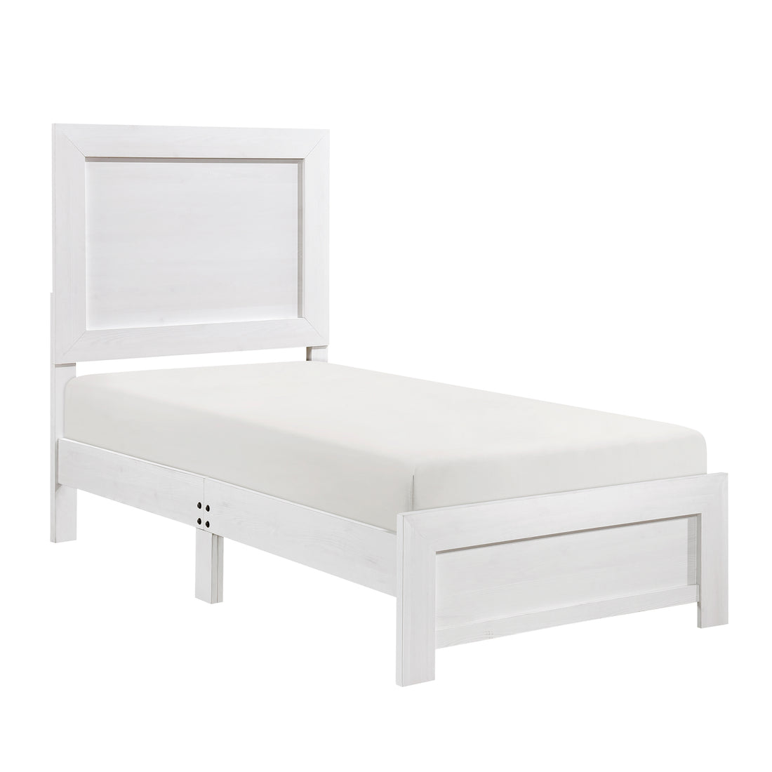 White Finish Twin Size Panel Bed Wooden Bedroom Furniture 1Pc, Bed In A Box Box Spring Required Twin White Bedroom Bed Frame Wood