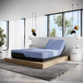 12 Inch Refresh Flex Head Memory Foam Hybrid Mattress And Adjustable Base Bundle, Queen Size Queen Blue Foam Foam Spring