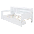 Twin Size Wooden Daybed With 3 Drawers, Usb Ports And Deskwhite Twin White Wood