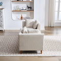 77.95'' Wide Modern Double Sided Upholstered Chaise Lounge Indoor,Chenille Fabric Sleeper Sofa Couch With 4 Throw Pillows, Daybed With Rubberwood Legs For Living Room, Bedroom, Apartment,Beige Beige