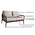 5Pc Outdoor Aluminum Patio Furniture,Modern Chat Sofa Conversation Set,Removable Sunbrella Cast Silver Fabric Cushions And Table With White Carrara Marble Look Sintered Stone Top,Ember Black Yes Deep Seating Ember Black Rust Resistant Frame Fade