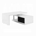 White And Black High Gloss Coffee Table With Swivel Top White Black Primary Living Space Contemporary Drawers Rectangular Wood Metal