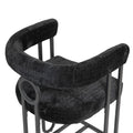 Coolmore Bar Stools Set Of 2, Modern Bar Stool With Back, Black Metal Frames, Upholstered Bar Stools For Kitchen Island, Pub, Club Black Chenille Black Foam Chenille
