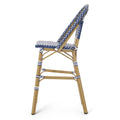 Wicker Bar Stool With Aluminum Frame Teal Blue Aluminium