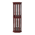Corner Curio Cabinet With Lights, Adjustable Tempered Glass Shelves, Mirrored Back, Display Cabinet,Cherry E26 Light Bulb Not Included Cherry Mdf