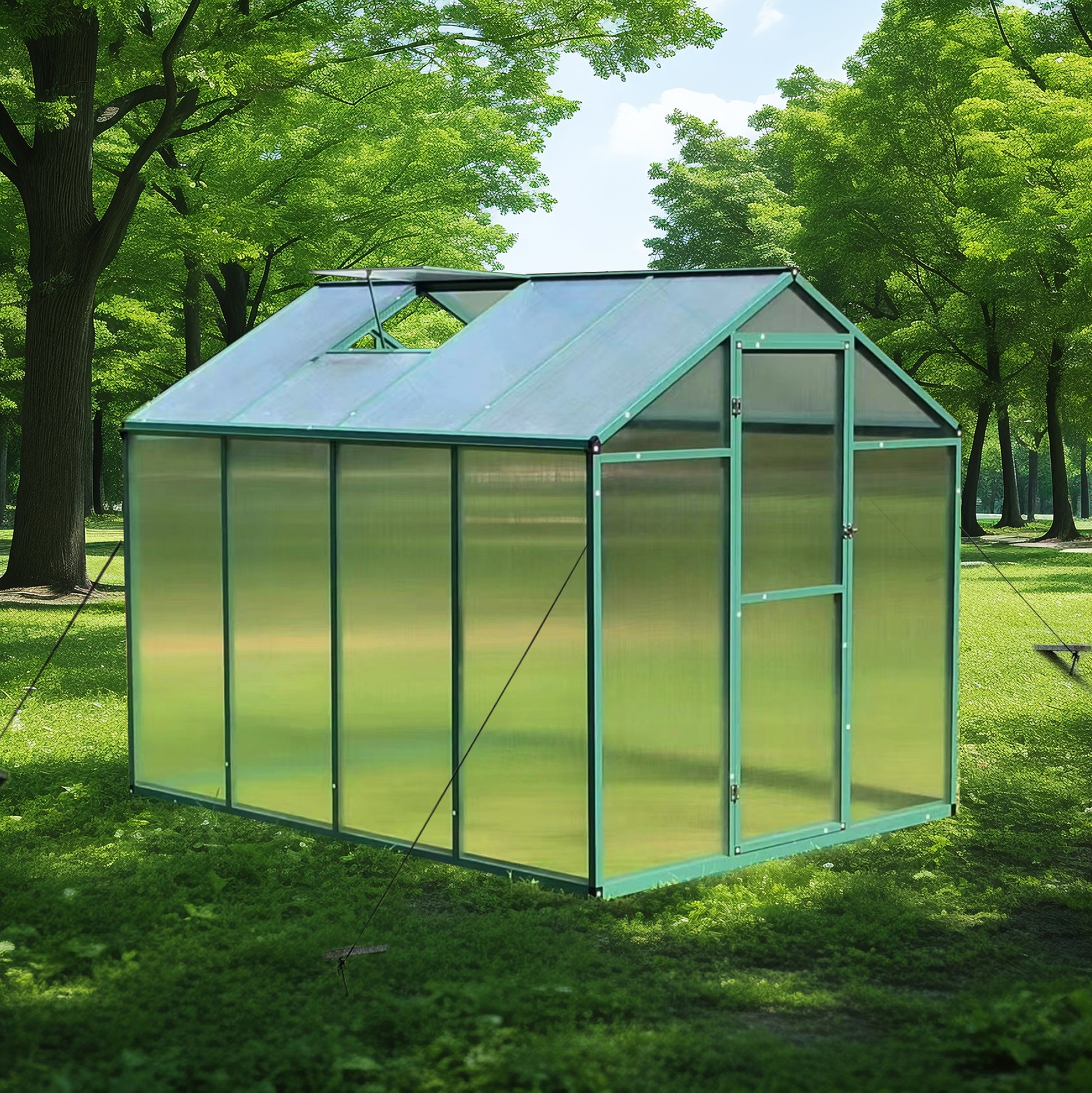 Newly Marketed Gain Height Windproofaluminum Greenhouse 6X8 Ft Polycarbonate Greenhouse Raised Base And Anchor Aluminum Heavy Duty Walk In Greenhouses For Outdoor Backyard In All Season Green Aluminium Alloy