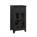 Classic Glass Door Bar Cabinet With Bottle Storage Graphite Gray Mdf Mdf