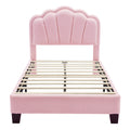 2 Pieces Bedroom Sets Twin Size Flower Shaped Upholstered Led Platform Bed With Storage Ottoman Sherpa Fabric, Pink Twin Pink 2 Piece Set Wood