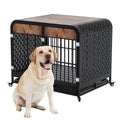 Heavy Duty Dog Crate Furniture Wooden Table Pet Dog Cage Kennel House Indoor Side End Table Decor With Removable Trays And Lockable Wheels For Medium And Large Dogs 40