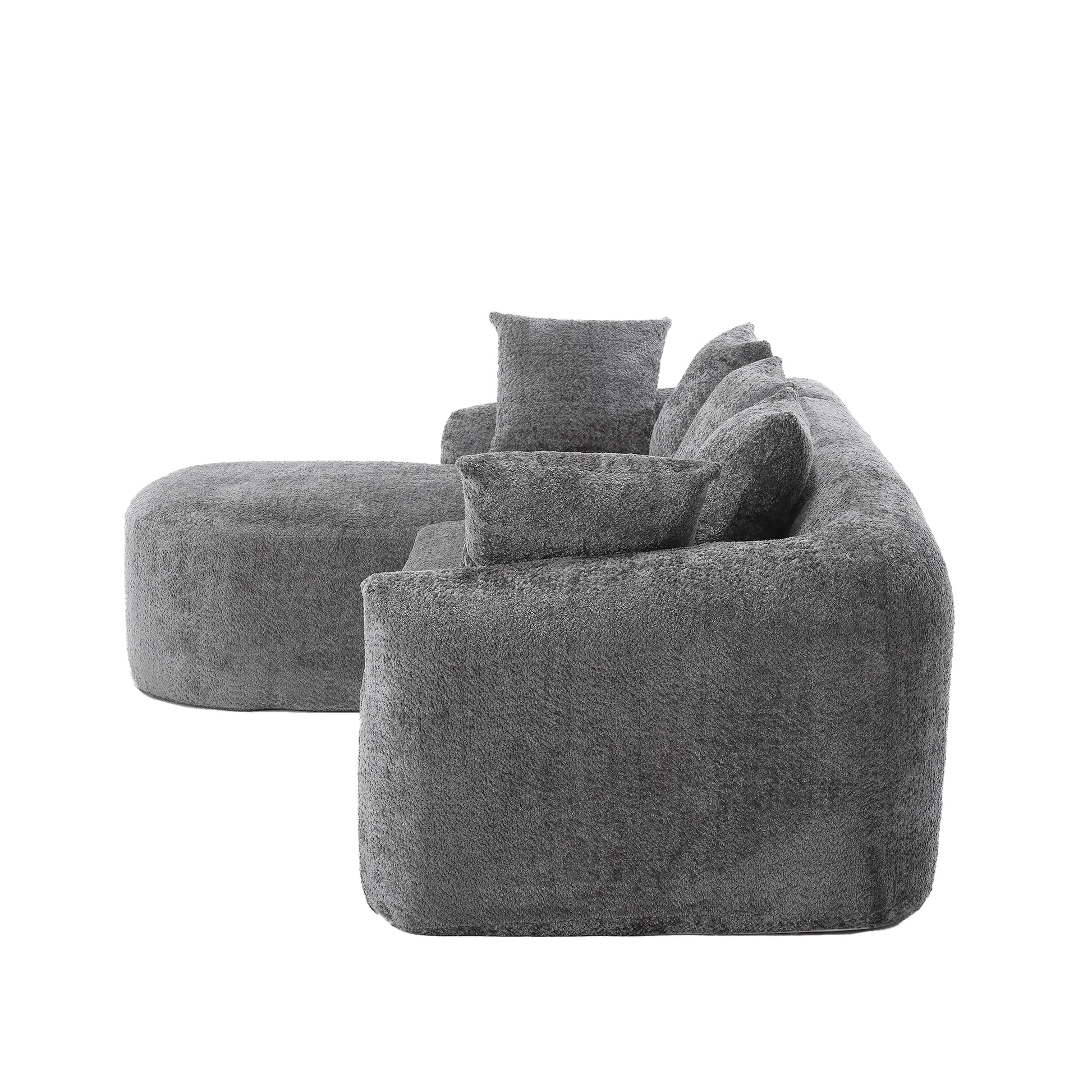 Coolmore Boucle Sofa 3 Seater For Living Room Oversized Comfy Sofa L Shape Sofa Couch With Chaise Home Furniture Sleeper Sectional Sofa For Apartment, Office Left Hand Facing Gray Gray Primary Living Space Foam Boucle 3 Seat