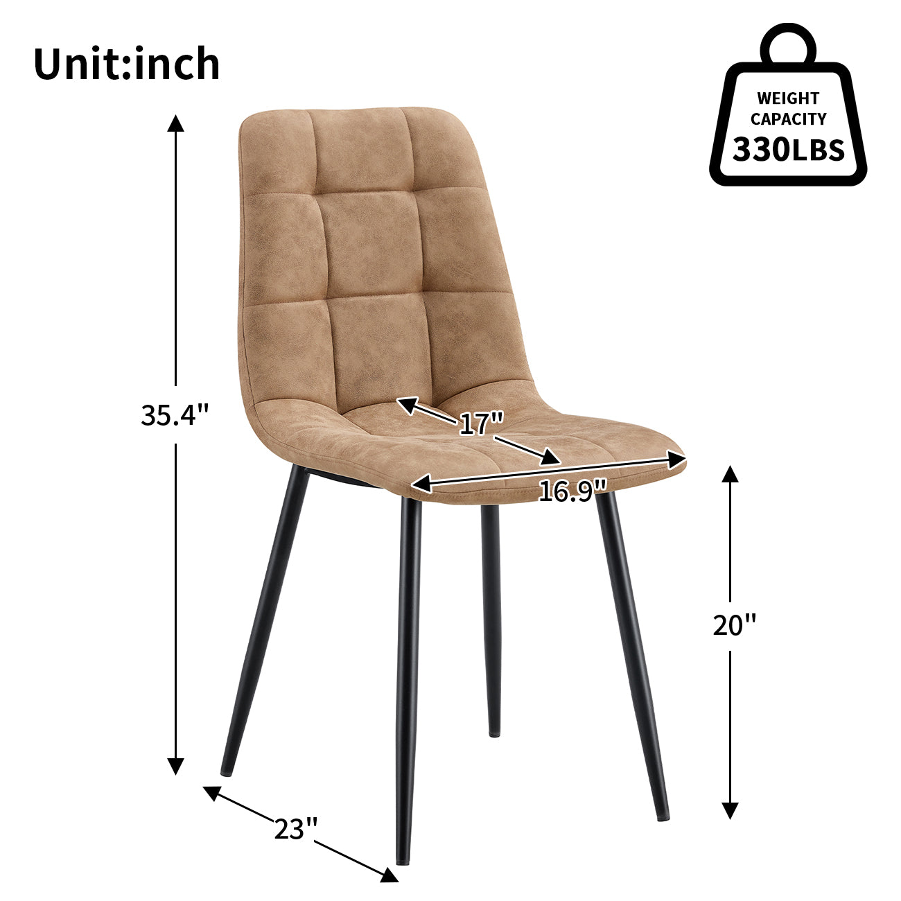 Modern Style Dining Chair Mid Century Modern Chair, Shell Lounge Upholstered Chair With Metal Legs For Kitchen, Dining, Bedroom, Living Room Side Chairs Set Of 4 Brown Brown Black Farmhouse,Mid Century Modern,Modern Fabric Metal