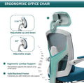 Retractable Footrest Ergonomic Swivel Office Chair With Lumbar Support Pillow And Padded Armrests, Blue Blue Metal