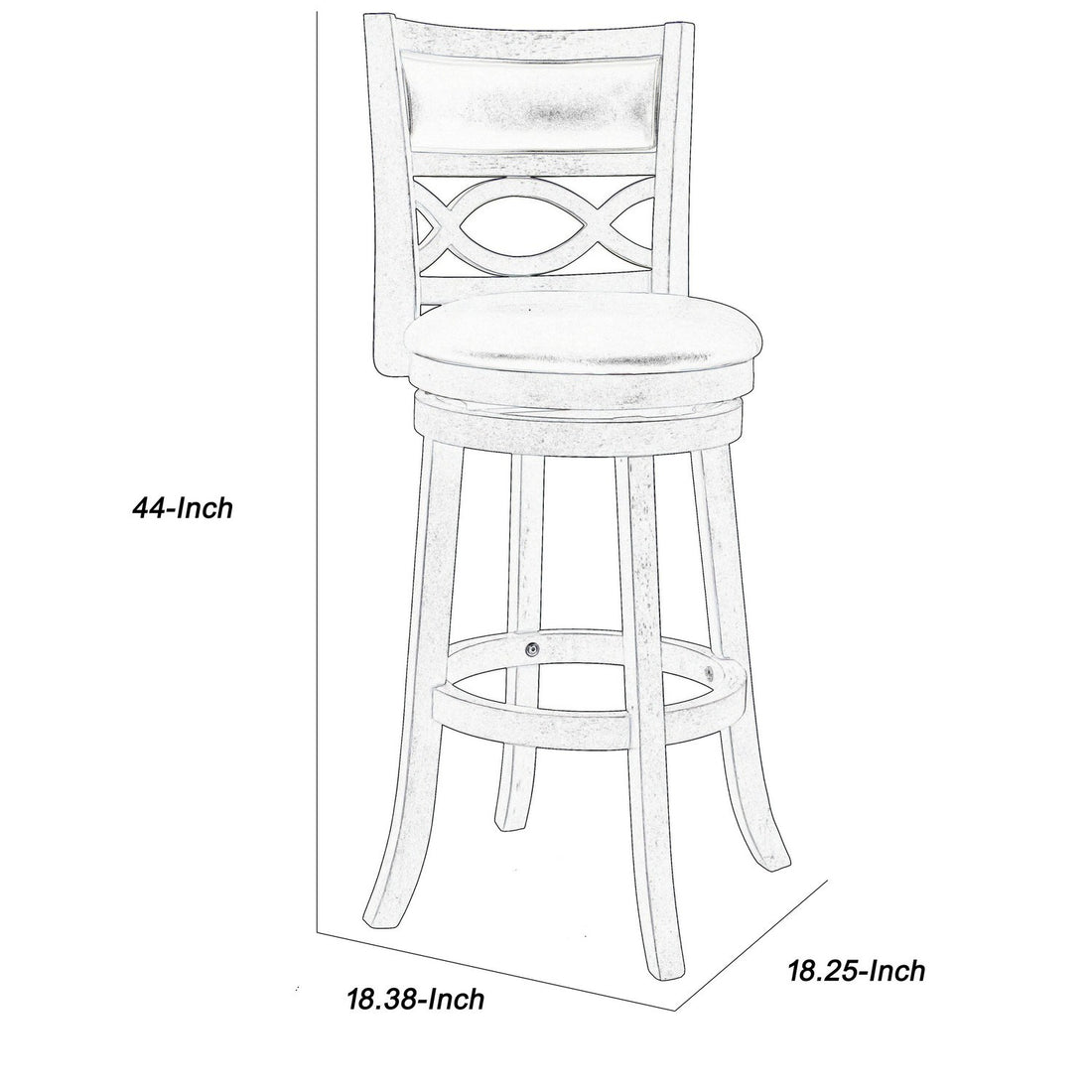 Curved Lattice Back Swivel Barstool Withseat, Gray And Black Black Solid Wood