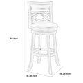 Curved Lattice Back Swivel Barstool Withseat, Gray And Black Black Solid Wood