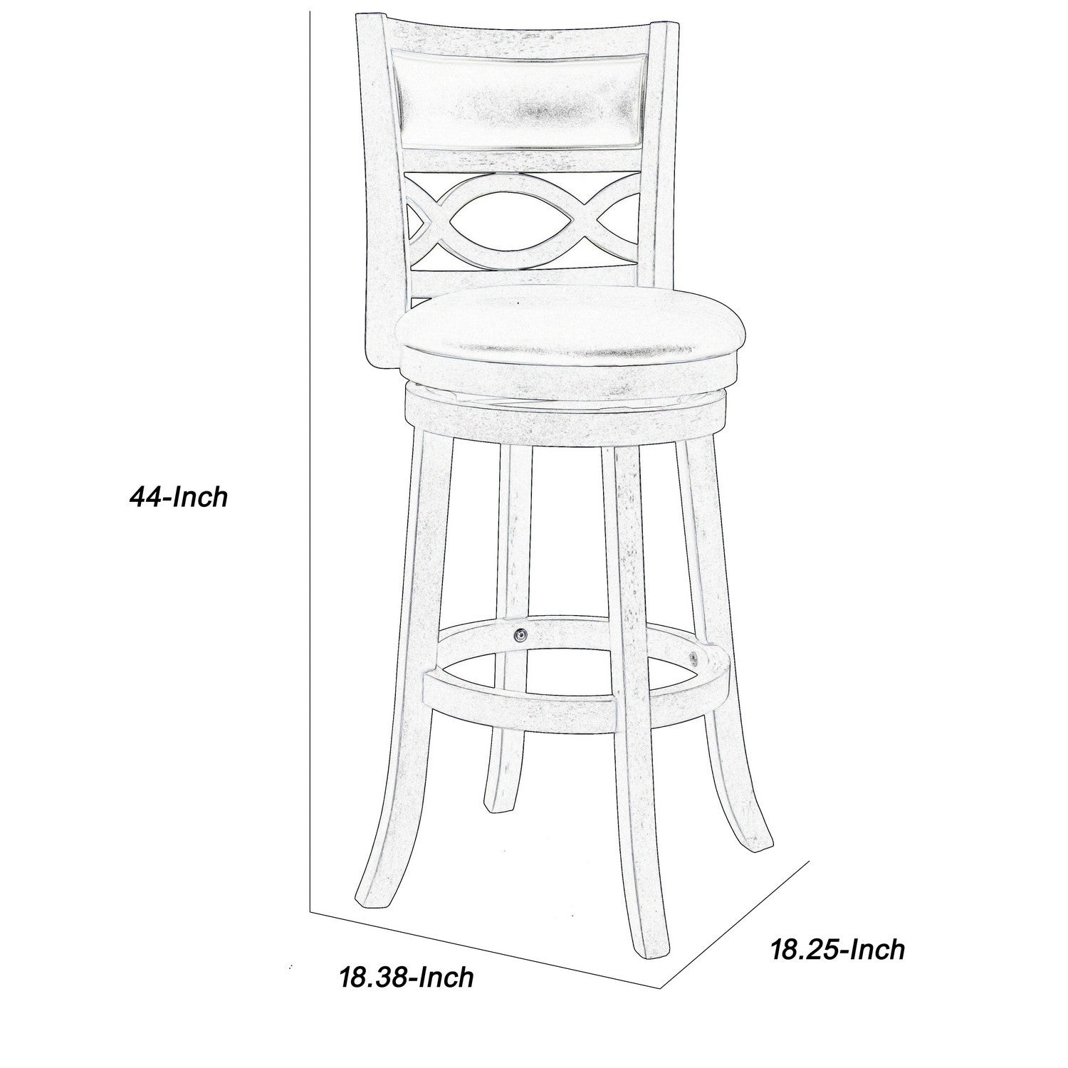 Curved Lattice Back Swivel Barstool Withseat, Gray And Black Black Solid Wood