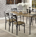 Dark Bronze Metal Kitchen 7Pc Dining Set Dining Table And 6X Side Chairs Paper Veneer X Cross Back Design Dining Room Furniture Metal Wood Natural Multi Seats 6 Metal Dining Room Solid Wood Contemporary,Modern,Transitional Rubberwood 4 Leg Rectangular