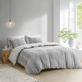 3 Piece Cotton Jacquard Duvet Cover Set Queen Gray Cotton