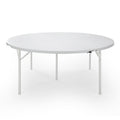 Round Plastic Folding Table With Carrying Handle, 66