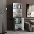 Matt Gray And White 2 Door Bookcase Grey White Primary Living Space Wood