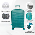 Hard Shell Luggage, 3 Piece Set, With Tsa Lock, 20 Inches 24 Inches 28 Inches Antique Green Polypropylene