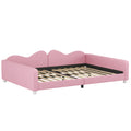 Full Size Upholstered Daybed, Sherpa Fabric Sofabed With Cloud Shaped Backrest, No Box Spring Needed, Pink Full Pink Wood Fabric