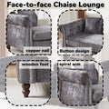 81 Inch Chenille Face To Face Chaise Lounge With Two Pillows,Nailhead Trim,Button Tufted Design And Rolled Arms For Lounge, Living Room And Office Grey Chenille 1 Seat