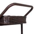 Outsunny Rattan Wicker Serving Cart With 2 Tier Open Shelf, Outdoor Wheeled Bar Cart With Brakes For Poolside, Garden, Patio Brown Steel