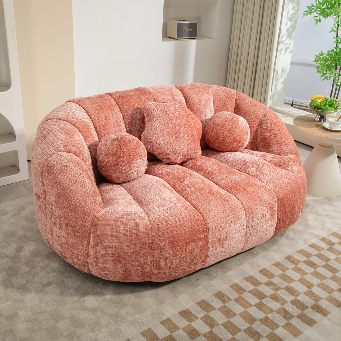 Coolmore Bean Bag Sofa Lazy Sofa Durable Comfort Lounger High Back Bean Bag Chair Couch For Adults And Kids, Indoor & Outdoor, Accent Floor Soft Lounge Chair Pink Chenille Pink Primary Living Space